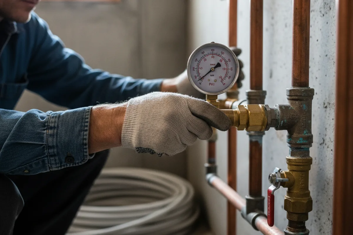 Pressure testing a repaired line during Water Line Repair in Floral Park